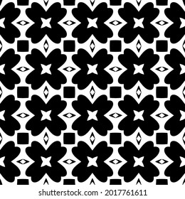 floral seamless pattern background.Geometric ornament for wallpapers and backgrounds. Black and white pattern.