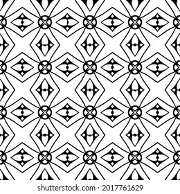 floral seamless pattern background.Geometric ornament for wallpapers and backgrounds. Black and white pattern.