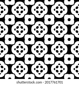 Blumenmuster nahtloser Hintergrund.Geometrisches Ornament für Bildschirmhintergründe und Hintergründe. Schwarz-Weiß-Muster.