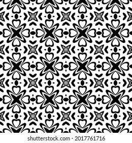 floral seamless pattern background.Geometric ornament for wallpapers and backgrounds. Black and white pattern.