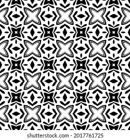 floral seamless pattern background.Geometric ornament for wallpapers and backgrounds. Black and white pattern.