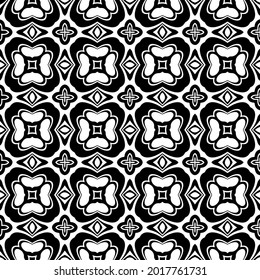 floral seamless pattern background.Geometric ornament for wallpapers and backgrounds. Black and white pattern.
