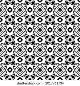 floral seamless pattern background.Geometric ornament for wallpapers and backgrounds. Black and white pattern.