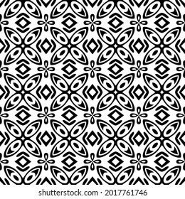 floral seamless pattern background.Geometric ornament for wallpapers and backgrounds. Black and white pattern.