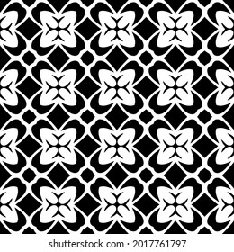 floral seamless pattern background.Geometric ornament for wallpapers and backgrounds. Black and white pattern.