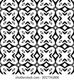 floral seamless pattern background.Geometric ornament for wallpapers and backgrounds. Black and white pattern.