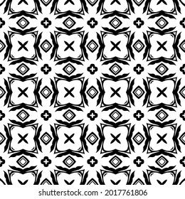 floral seamless pattern background.Geometric ornament for wallpapers and backgrounds. Black and white pattern.