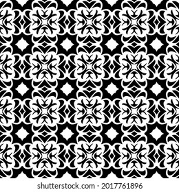 floral seamless pattern background.Geometric ornament for wallpapers and backgrounds. Black and white pattern.