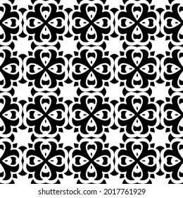 floral seamless pattern background.Geometric ornament for wallpapers and backgrounds. Black and white pattern.