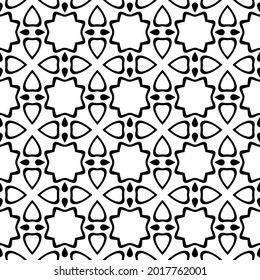 floral seamless pattern background.Geometric ornament for wallpapers and backgrounds. Black and white pattern.
