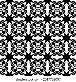 fondo de patrón sin costuras floral.Ornamento geométrico para fondos de paredes y fondos. Patrón blanco y negro.