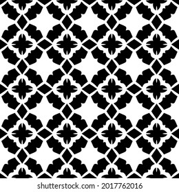 floral seamless pattern background.Geometric ornament for wallpapers and backgrounds. Black and white pattern.