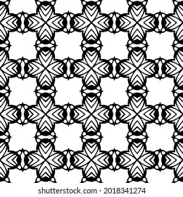 floral seamless pattern background.Geometric ornament for wallpapers and backgrounds. Black and white pattern.
