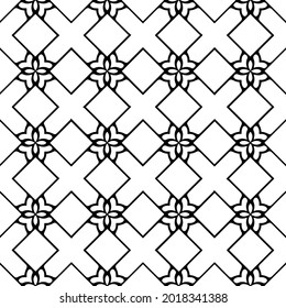 floral seamless pattern background.Geometric ornament for wallpapers and backgrounds. Black and white pattern.
