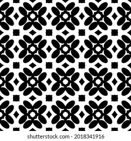 fondo de patrón sin costuras floral.Ornamento geométrico para fondos de paredes y fondos. Patrón blanco y negro.
