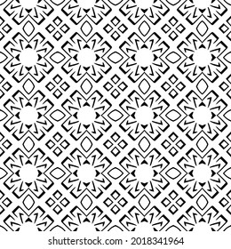 floral seamless pattern background.Geometric ornament for wallpapers and backgrounds. Black and white pattern.

