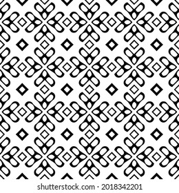 fondo de patrón sin costuras floral.Ornamento geométrico para fondos de paredes y fondos. Patrón blanco y negro.
