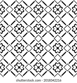 Blumenmuster nahtloser Hintergrund.Geometrisches Ornament für Bildschirmhintergründe und Hintergründe. Schwarz-Weiß-Muster.
