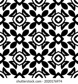 fondo de patrón sin costuras floral.Ornamento geométrico para fondos de paredes y fondos. Patrón blanco y negro.