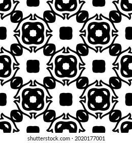 floral seamless pattern background.Geometric ornament for wallpapers and backgrounds. Black and white pattern.