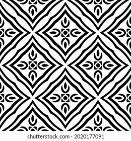 fondo de patrón sin costuras floral.Ornamento geométrico para fondos de paredes y fondos. Patrón blanco y negro.