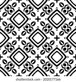 fondo de patrón sin costuras floral.Ornamento geométrico para fondos de paredes y fondos. Patrón blanco y negro.