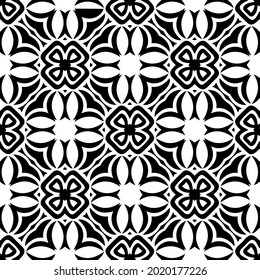 floral seamless pattern background.Geometric ornament for wallpapers and backgrounds. Black and white pattern.