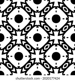 floral seamless pattern background.Geometric ornament for wallpapers and backgrounds. Black and white pattern.