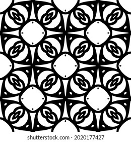 floral seamless pattern background.Geometric ornament for wallpapers and backgrounds. Black and white pattern.
