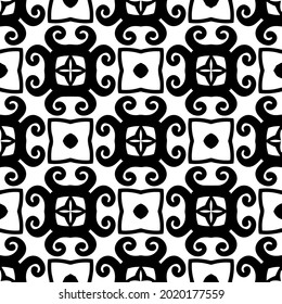floral seamless pattern background.Geometric ornament for wallpapers and backgrounds. Black and white pattern.
