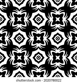 fondo de patrón sin costuras floral.Ornamento geométrico para fondos de paredes y fondos. Patrón blanco y negro.
