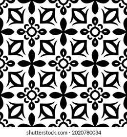 floral seamless pattern background.Geometric ornament for wallpapers and backgrounds. Black and white pattern.
