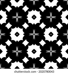 floral seamless pattern background.Geometric ornament for wallpapers and backgrounds. Black and white pattern.
