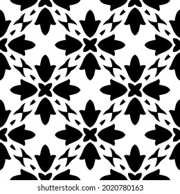 floral seamless pattern background.Geometric ornament for wallpapers and backgrounds. Black and white pattern.
