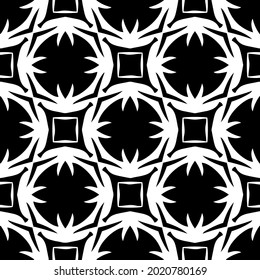 floral seamless pattern background.Geometric ornament for wallpapers and backgrounds. Black and white pattern.
