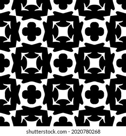 fondo de patrón sin costuras floral.Ornamento geométrico para fondos de paredes y fondos. Patrón blanco y negro.
