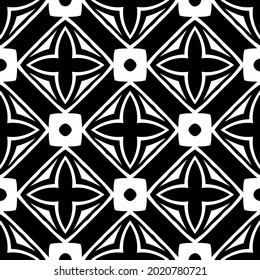 fondo de patrón sin costuras floral.Ornamento geométrico para fondos de paredes y fondos. Patrón blanco y negro.

