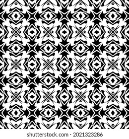 Blumenmuster nahtloser Hintergrund.Geometrisches Ornament für Bildschirmhintergründe und Hintergründe. Schwarz-Weiß-Muster.