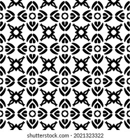 floral seamless pattern background.Geometric ornament for wallpapers and backgrounds. Black and white pattern.