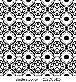 floral seamless pattern background.Geometric ornament for wallpapers and backgrounds. Black and white pattern.