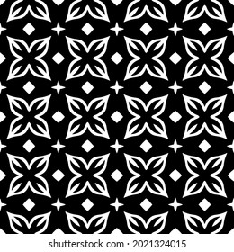 fondo de patrón sin costuras floral.Ornamento geométrico para fondos de paredes y fondos. Patrón blanco y negro.