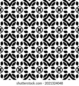 floral seamless pattern background.Geometric ornament for wallpapers and backgrounds. Black and white pattern.