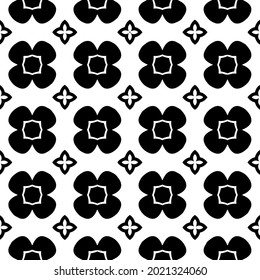 floral seamless pattern background.Geometric ornament for wallpapers and backgrounds. Black and white pattern.