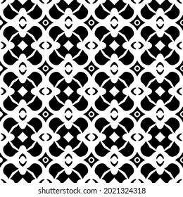 Blumenmuster nahtloser Hintergrund.Geometrisches Ornament für Bildschirmhintergründe und Hintergründe. Schwarz-Weiß-Muster.