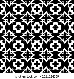 floral seamless pattern background.Geometric ornament for wallpapers and backgrounds. Black and white pattern.