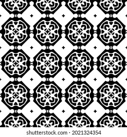 floral seamless pattern background.Geometric ornament for wallpapers and backgrounds. Black and white pattern.