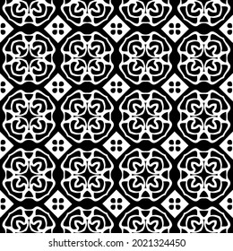 floral seamless pattern background.Geometric ornament for wallpapers and backgrounds. Black and white pattern.