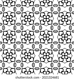 floral seamless pattern background.Geometric ornament for wallpapers and backgrounds. Black and white pattern.