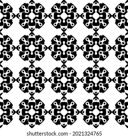 floral seamless pattern background.Geometric ornament for wallpapers and backgrounds. Black and white pattern.