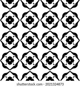 floral seamless pattern background.Geometric ornament for wallpapers and backgrounds. Black and white pattern.